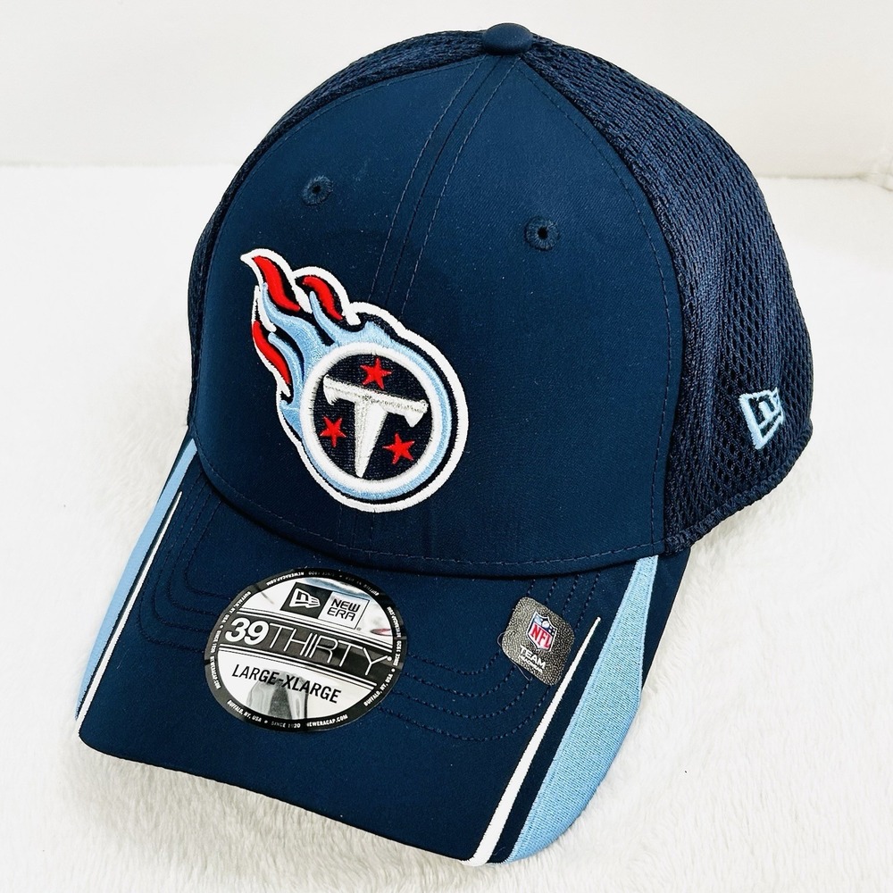 Tennessee Titans New Era Linear 39THIRTY Stretch Flex Hat Cap L/XL NFL‎ Blue